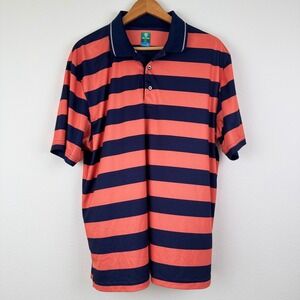 Pro Tour Polo Shirt Mens XL Pink Blue Excellent Coolplay Striped Golf Casual
